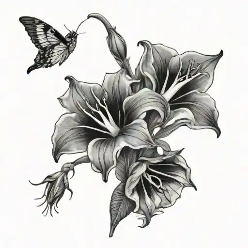 Datura, belladonna and digitalis purpurea l growing tattoo design idea
