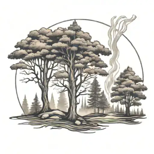 forest fire inside tattoo design idea