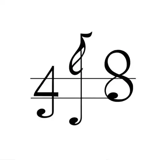 Symbols related to music and the numbers 4 and 8, but the numbers should be respresented through musical symbols tattoo design idea