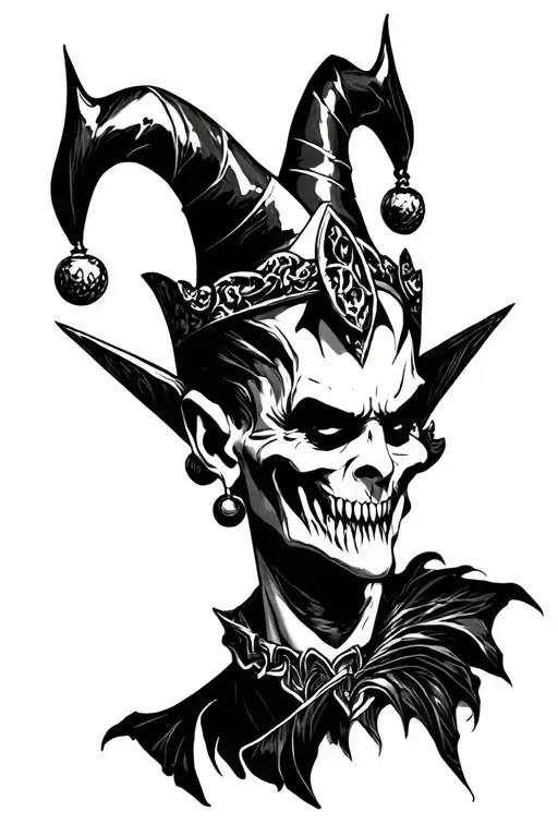 evil court jester tattoo design idea