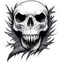 Raven Skull tattoo design idea