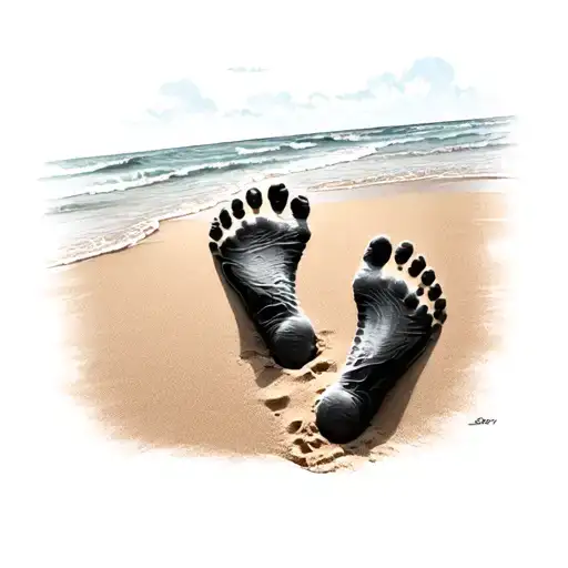 Footprints In Sand tattoo design idea