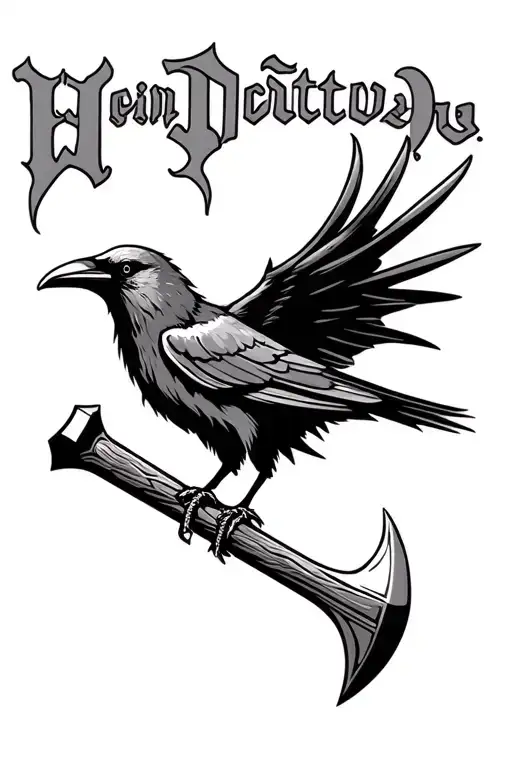 crow and thors hammer with Odin's name tattoo tattoo design idea