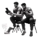 blurry pic two guys playing video games tattoo design idea