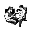 blurry pic two guys playing video games tattoo design idea