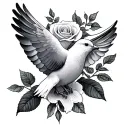 dove and rose tattoo design idea