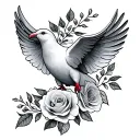 dove and rose tattoo design idea