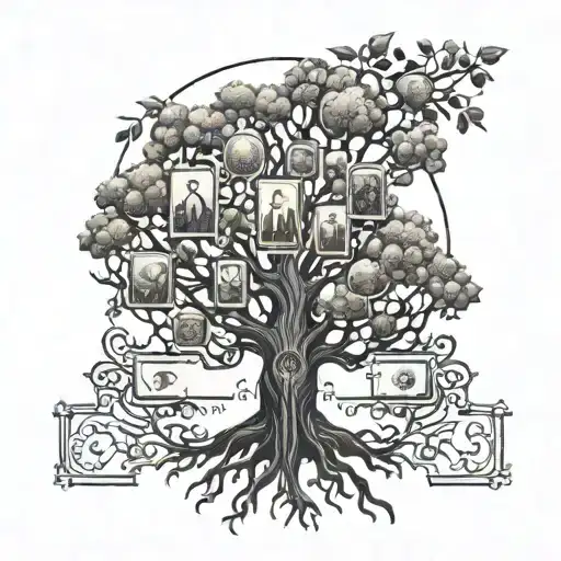 Incorporate a phone case design into a family tree tattoo tattoo design idea