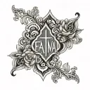 Name Fatima integrated into a symmetrical tattoo design idea