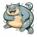 snorlax tattoo across whole chest and stomach where the eyes are the nipples tattoo design idea