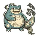 snorlax tattoo across whole chest and stomach where the eyes are the nipples tattoo design idea