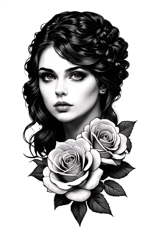 Russian prison tattoos inspired woman roses tattoo design idea