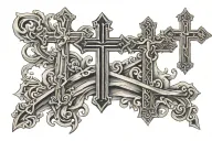 three crosses whit bible scripture  tattoo design idea