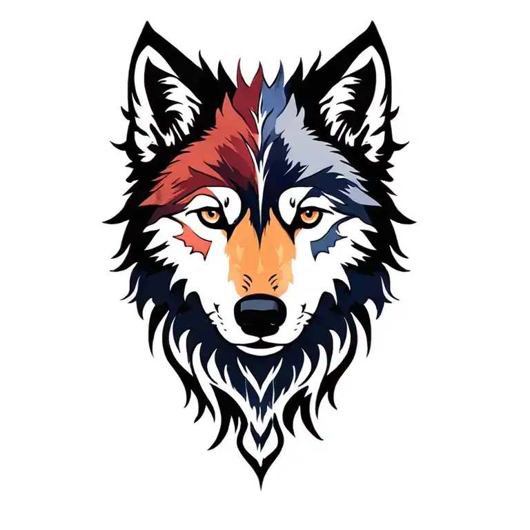 shadow wolf silhouette tattoo design idea