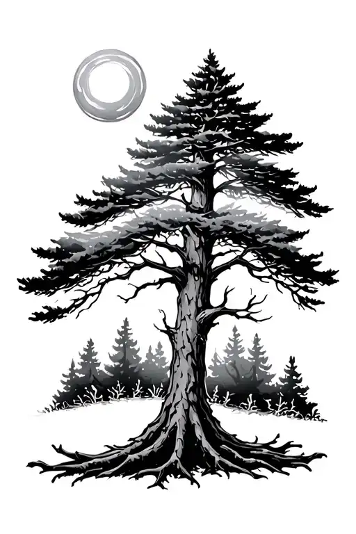 aspen tree with tips burning starting at ankle reaching up to sun near knee tattoo design idea