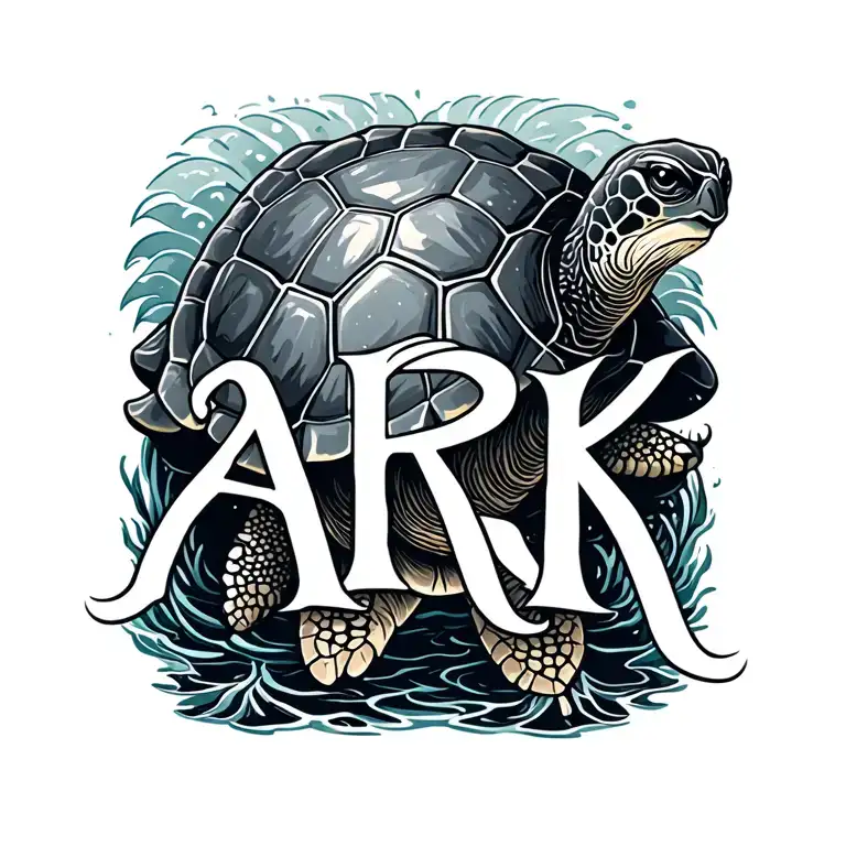 ARK written in sea turtle tattoo design idea
