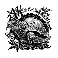 ARK written in sea turtle tattoo design idea