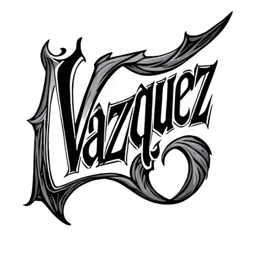 last name Vazquez in Roman letters tattoo design idea
