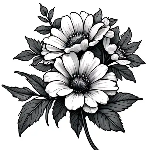 February January July Birth Flower tattoo design idea