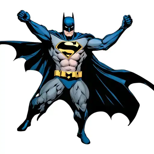 Batman who pulling open costume with Superman logo on chest tattoo design idea