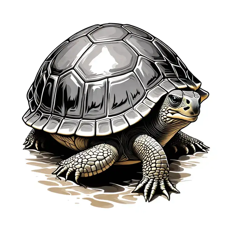 golden shellback turtle tattoo design idea