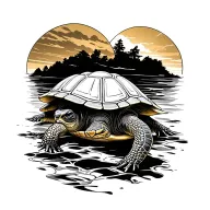 golden shellback turtle tattoo design idea