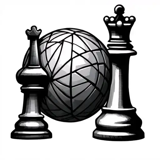 Takraw Ball with King and Queen chess piece tattoo design idea