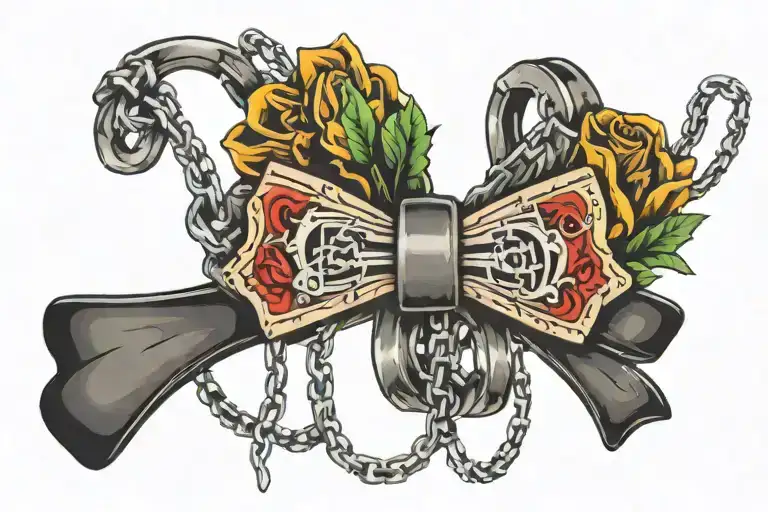 Chevy bowtie and barbwire tattoo design idea