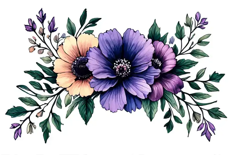 bracelet tattoo with birth flowers for June tattoo design idea