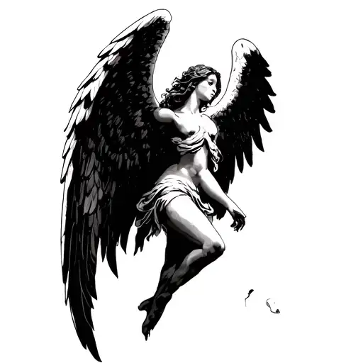 angel falling tattoo design idea