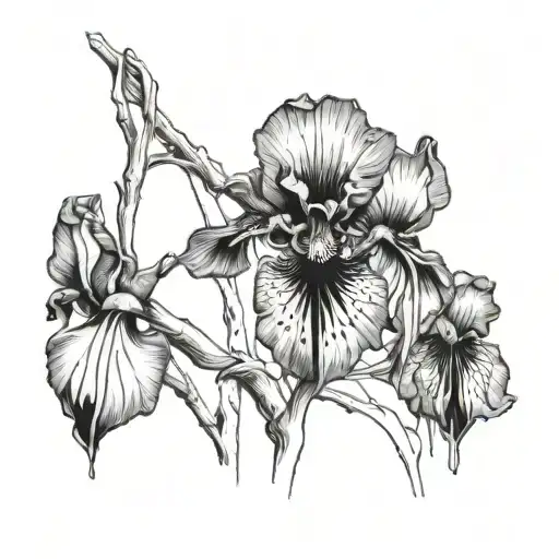 two irises melting in an eye on a web tattoo design idea