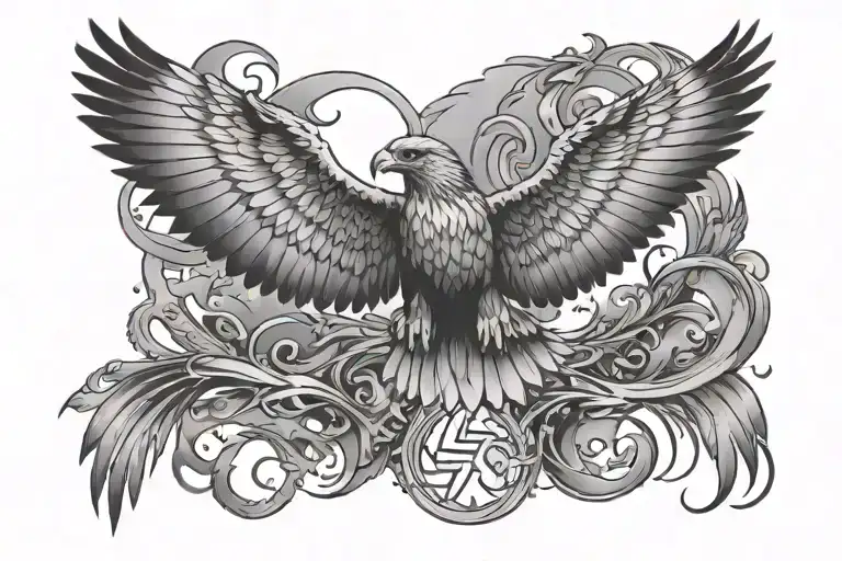 hawks soaring in an infinite sign tattoo design idea