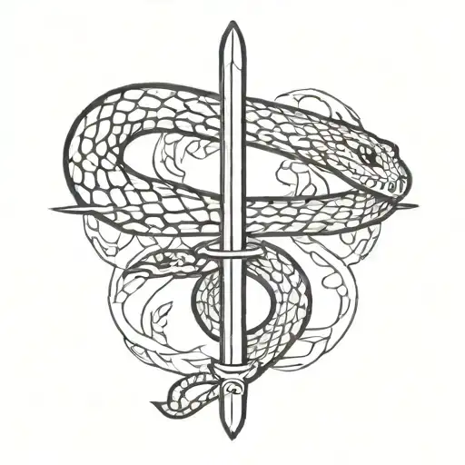 snake on a sword tattoo design idea