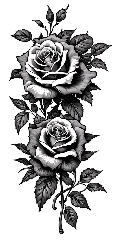 tooled leather and roses tattoo design idea