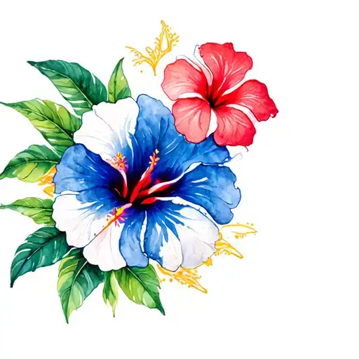 Panama flag hibiscus flower surrounded tattoo design idea