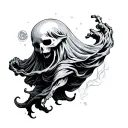a sheet ghost floating tattoo design idea