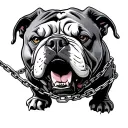 angry American Bully pulling on chain tattoo design idea
