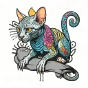 sphinx cat with tattoos sitting alone tattoo design idea