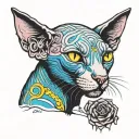 sphinx cat with tattoos sitting alone tattoo design idea