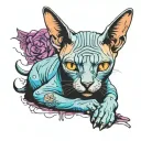 sphinx cat with tattoos sitting alone tattoo design idea