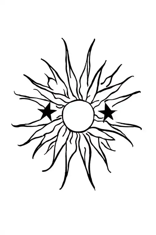 filipino tribal tattoo with the sun and three stars  tattoo design idea