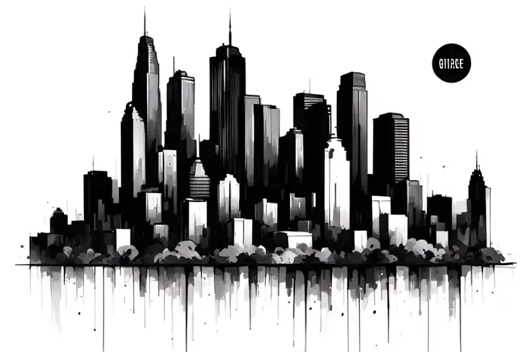 Cincinnati Skyline abstract tattoo design idea