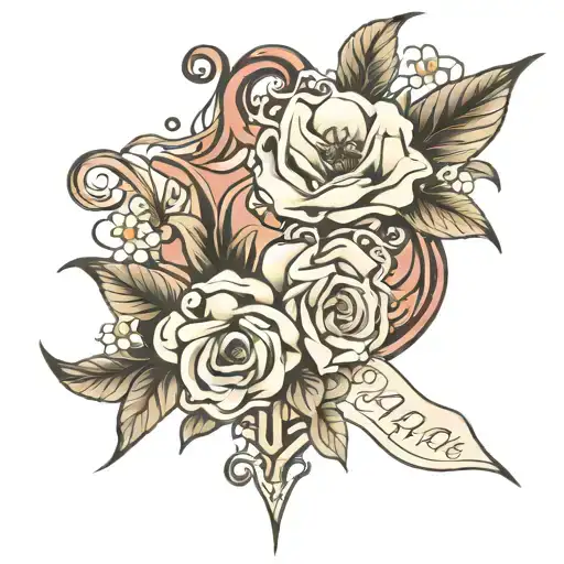 Script tattoo Emma, Lauren and Ella beach theme tattoo tattoo design idea