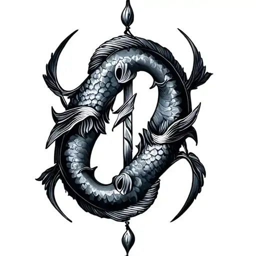 libra and pisces symbol tattoo design idea
