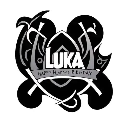 Name Luka with birthday 11/15/2025 with rune representing light intertwined tattoo design idea