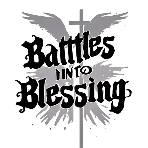 cross with words battles into blessings tattoo design idea