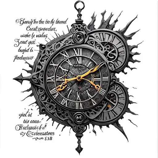 "Ecclesiastes 3:8" mechanical clock face tattoo design idea