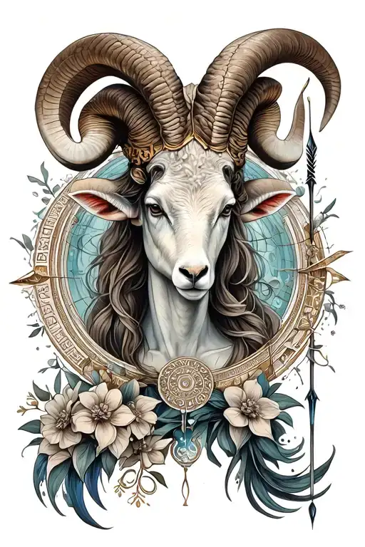 aries, Aquarius, virgo zodiac sign each individual circle ram, water pitcher, m with arrow  tattoo design idea