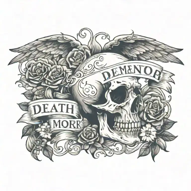 death, memento mori text tattoo design idea