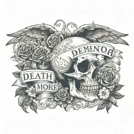 death, memento mori text tattoo design idea